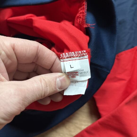 Deadstock Vintage 80s CB Sports Pull Over Light Jacket Red Blue Womens L 1984 - Picture 6 of 10